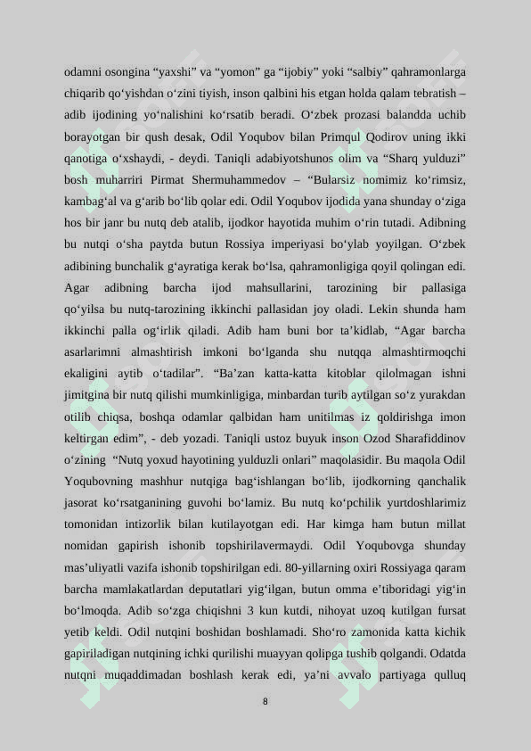 Odil Yoqubovning romanlarida tarixiylik va zamonaviylik 8