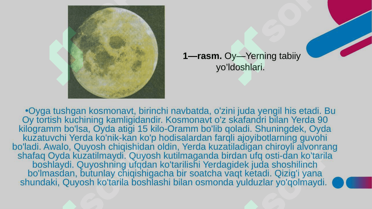OYGA UCHISH TRAYEKTORIYALARI. OY ORBITA TEKISLIGINING ELLIPTIKLIGINI, OYNING TORTISHISH KUCHI VA OYNING O’LCHAMLARINI HISOBGA OLISH 3