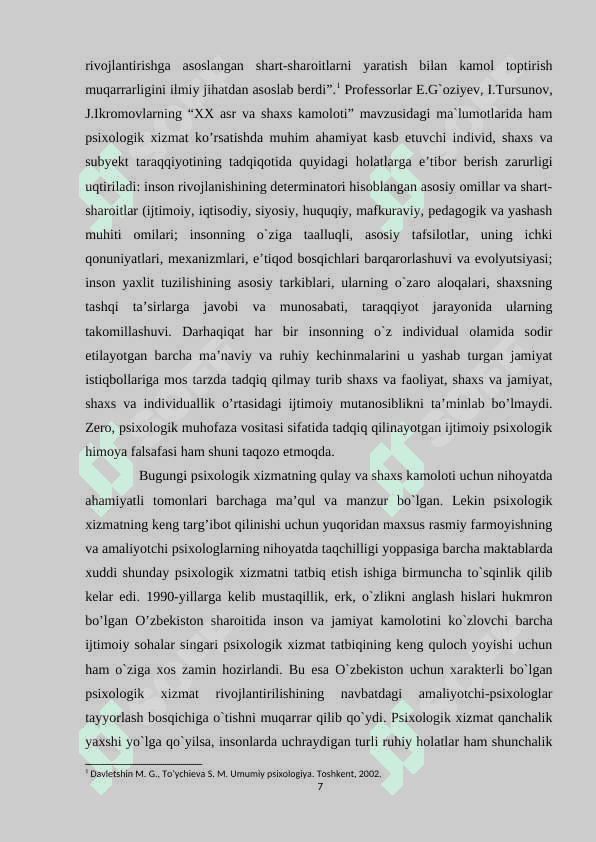 PSIXOLOGIK XIZMATNING RIVOJLANISHI (AQSH MISOLIDA) 7