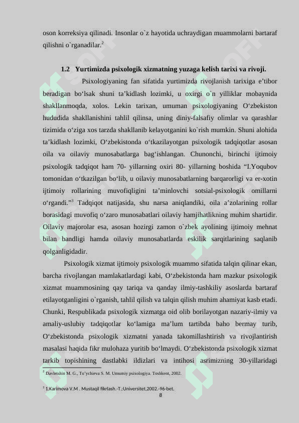 PSIXOLOGIK XIZMATNING RIVOJLANISHI (AQSH MISOLIDA) 8