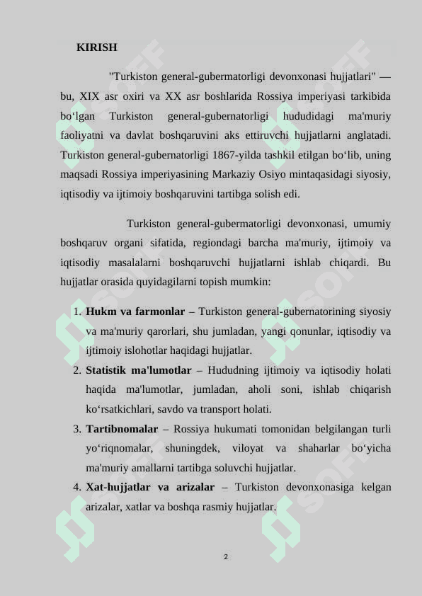 Turkiston general-gubermatorligi devonxonasi hujjatlari 2
