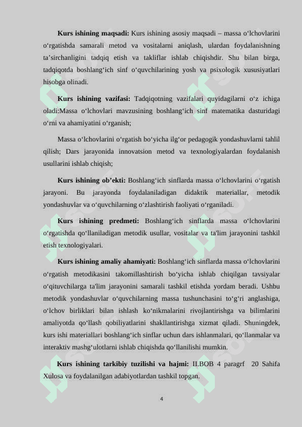 BOSHLANG‘ICH SINFLARDA MASSA O‘LCHOVLARINI O‘RGATISH METODIKASI 4