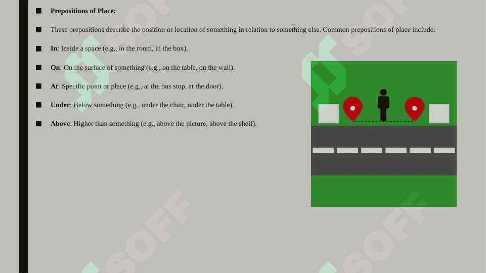 Prepositions of place. Degrees of comparison. Asking for any giving directions 4