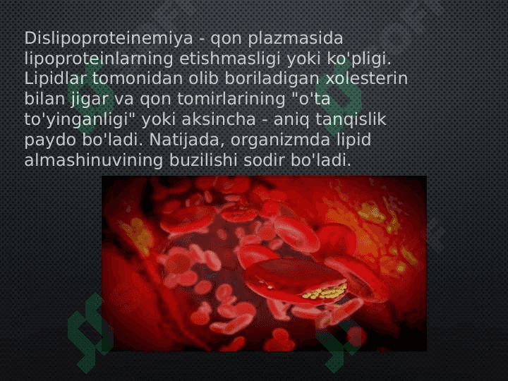 Dislipoprotenemiya turlari. Oshqozon suyuqligi tashxisining klinik ahamiyati. Giperasid holatlar va oshqozon-ichak yara kasalliklarida antasid preparatlarni qo'llashning biokimyoviy asoslari 2