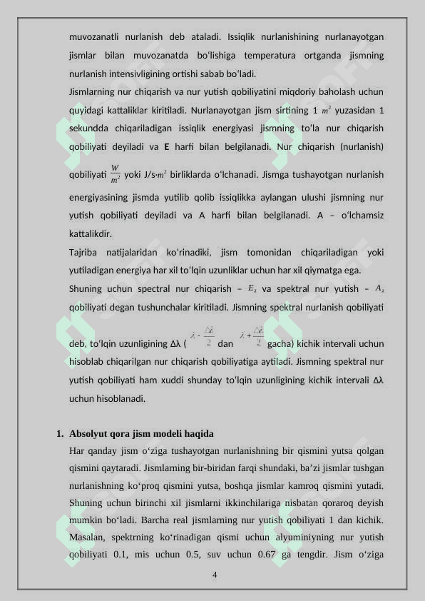 Issiqlik nurlanishi. Krixgof qonuni 4
