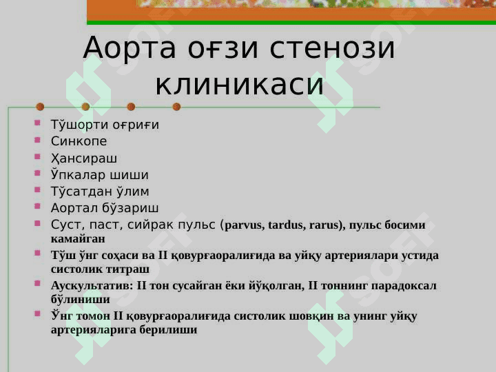 АОРТАЛ ИЛЛАТЛАР. 8