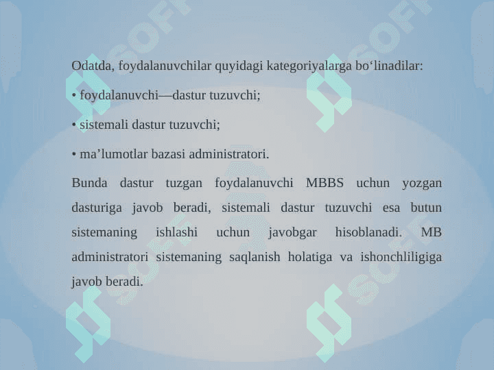 Berilganlar bazasini boshqaruvining texnik asoslari 3