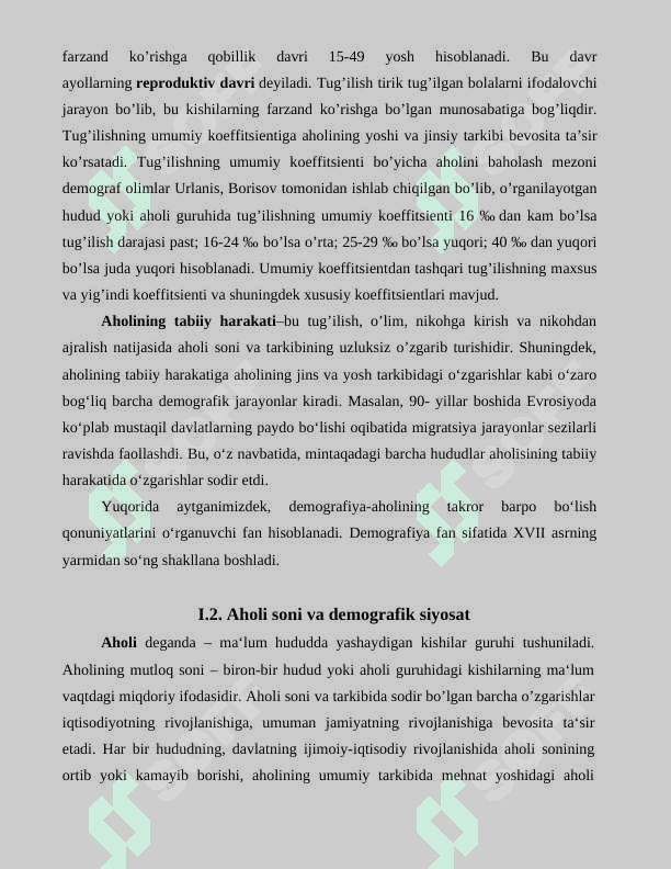 Dunyo aholisi geografiyasi. 8