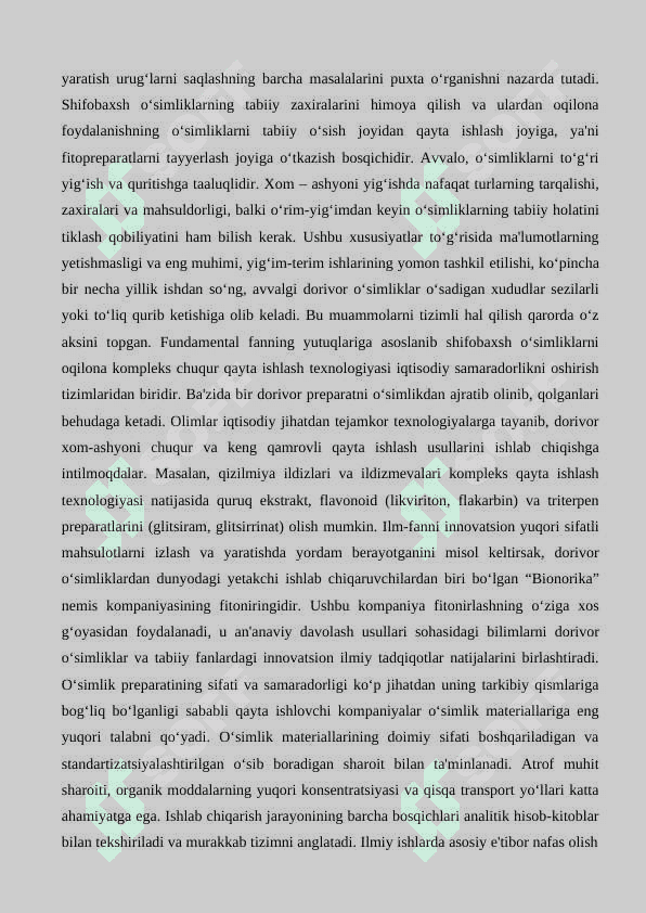 Доривор ўсимликларни етиштиришда уруғ морфологияси ва уларни қайта ишлаш технологиялари 6
