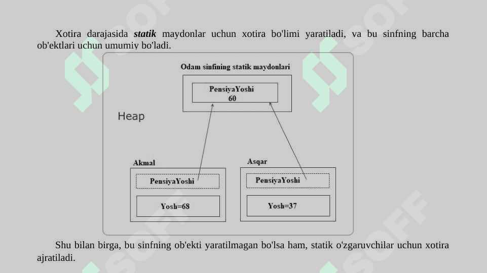Statik berilganlar, statik metodlar, statik sinflar 5