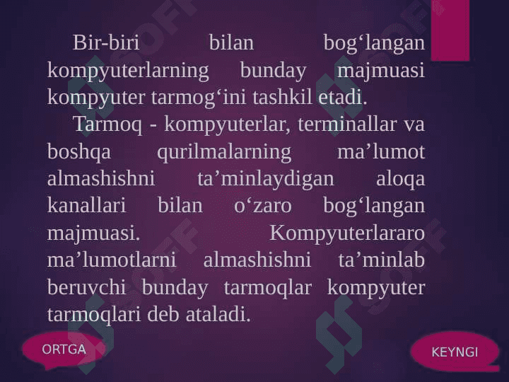 TELEKOMUNIKATSIYA VA TARMOQLAR. TASHKILOT TARMOQLARI 3