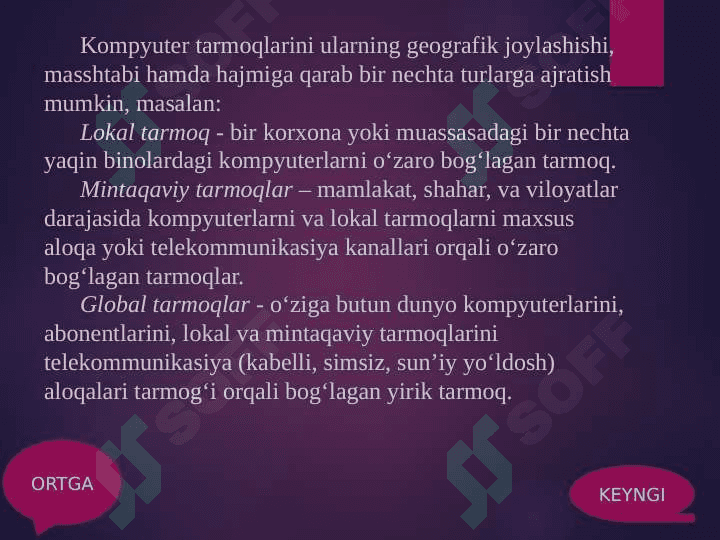 TELEKOMUNIKATSIYA VA TARMOQLAR. TASHKILOT TARMOQLARI 4
