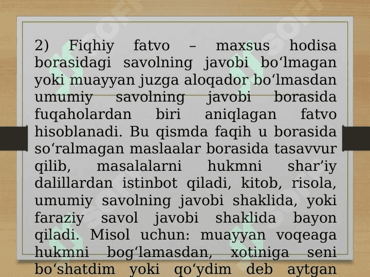 FATVO ASARLARNING  TURLARI 8