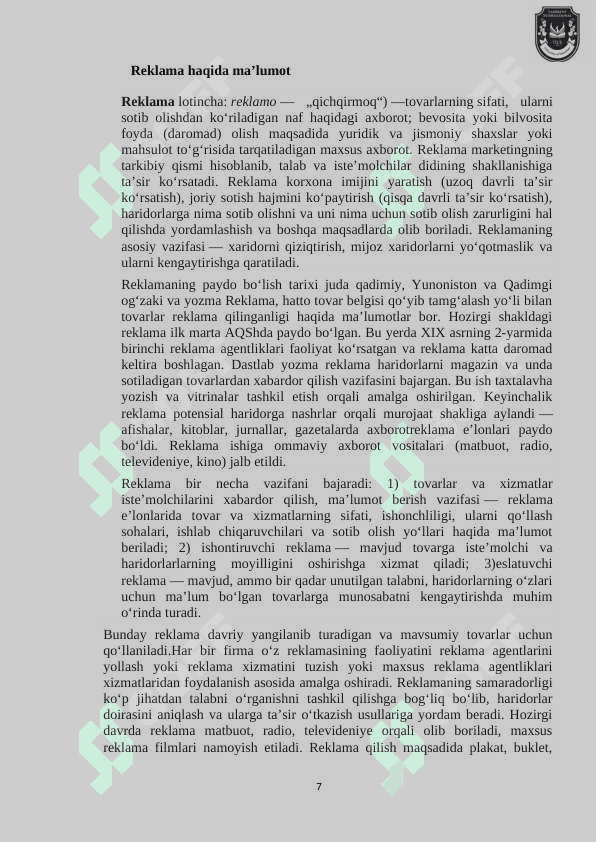 Reklama va uning turlari 7