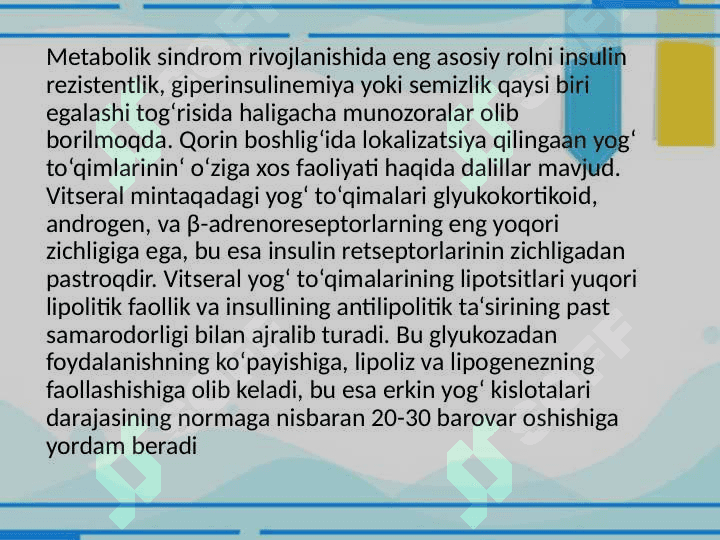 Metabolik sindrom. Bariatriya 5