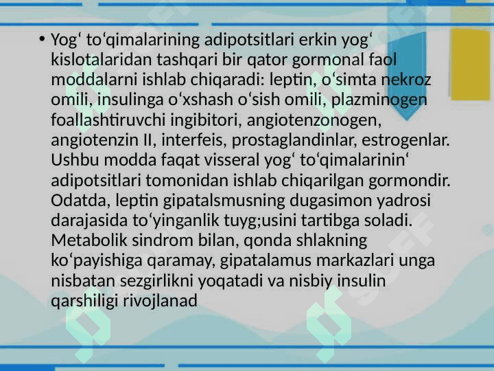 Metabolik sindrom. Bariatriya 6