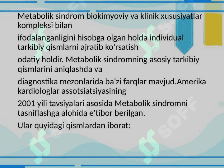 Metabolik sindrom. Bariatriya 7