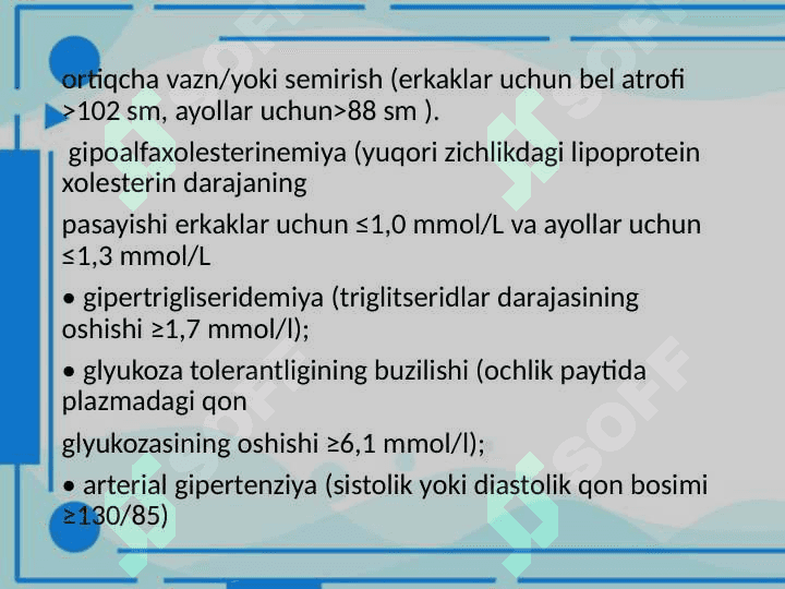 Metabolik sindrom. Bariatriya 8