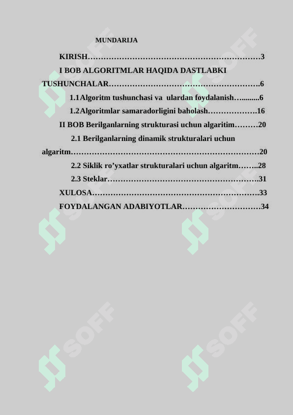 Berilganlarning strukturasi uchun algaritim 2