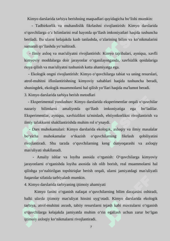 Umumta’lim maktab kimyo kursi asosida tarbiya berish va ilmiy dunyoqarashni shakllantirish 7