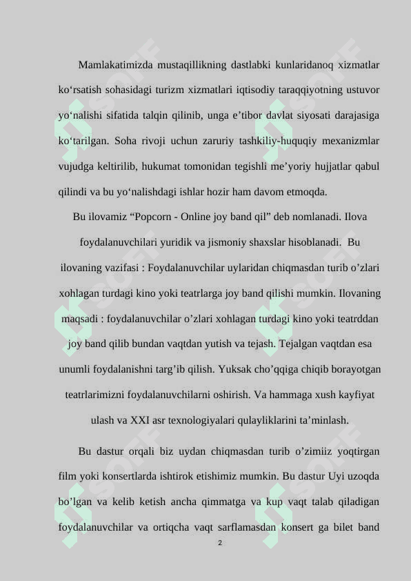 Online kinoteatrlardan bilet xarid qilish proyekti 2
