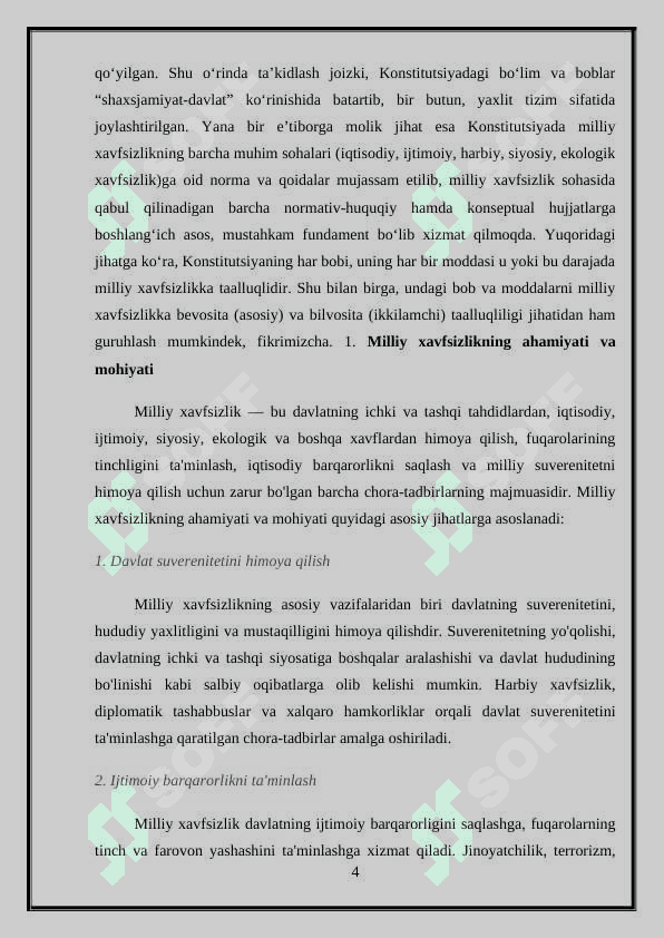Milliy xafsizlikni ta’minlash borasida amalga oshirilayotgan ishlarning mazmun-mohiyati 4