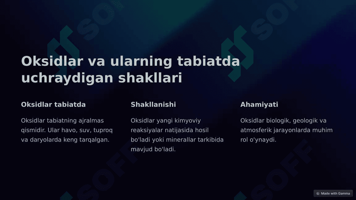 Anorganik birikmlarning eng muhim sinflari . Oksidlar tabiatda ishlatilishi,uchrashi,olinishi va xossalari 3