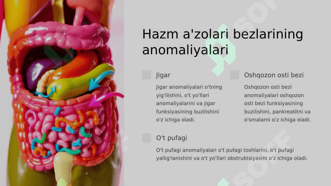 Hazm a'zolari bezlari, postnatal taraqqiyoti, anomaliyalar 6