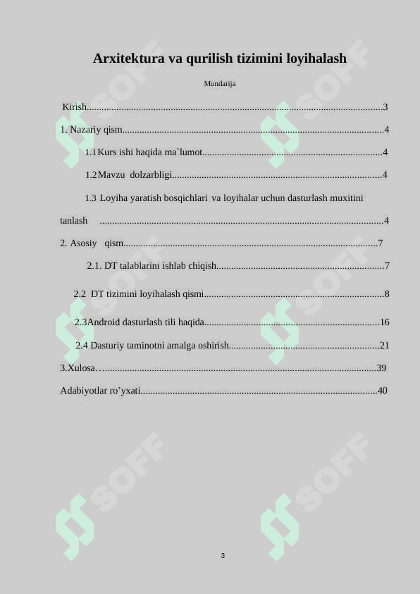 Arxitektura va qurilish tizimini loyihalash 2