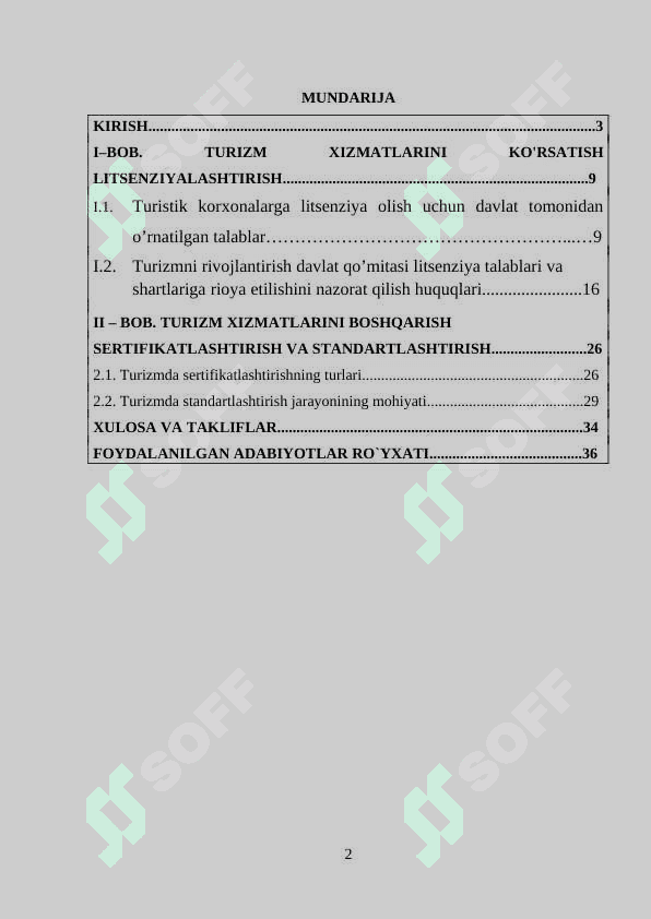 Turistik xizmat ko'rsatish standartlari va sertifikatsiyasi 2