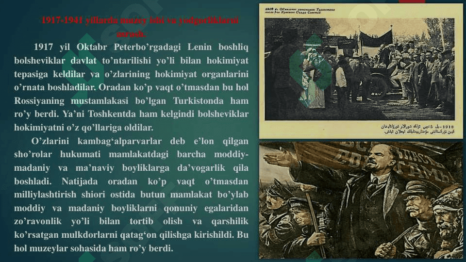 O'zbekistonda dastlabki muzeylarning vujudga kelishi 3