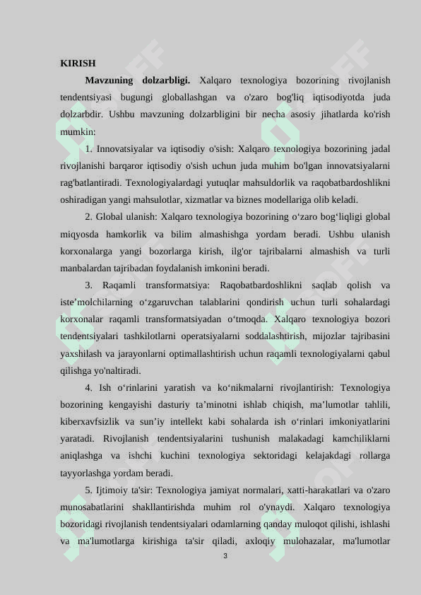 Xalqaro texnologiya bozorining rivojlanish tendensiyasi 3