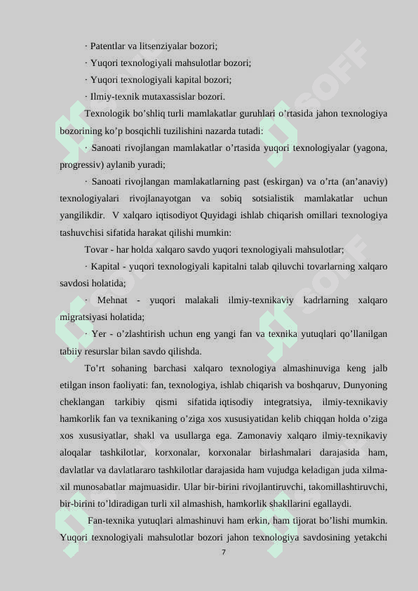 Xalqaro texnologiya bozorining rivojlanish tendensiyasi 7