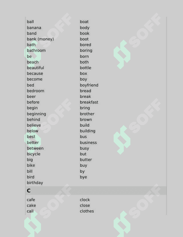 A1 CEFR Vocabulary Word List 2