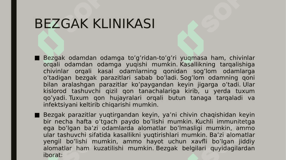 Qon orqali o‘tuvchi infeksiyalar. Bezgak. Gemorragik isitma. 5