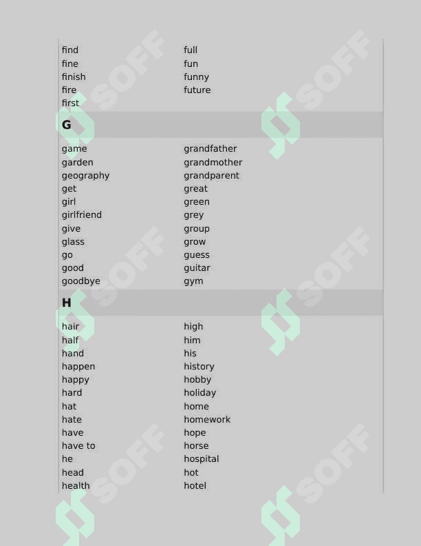 A1-A2 Level Word List 6