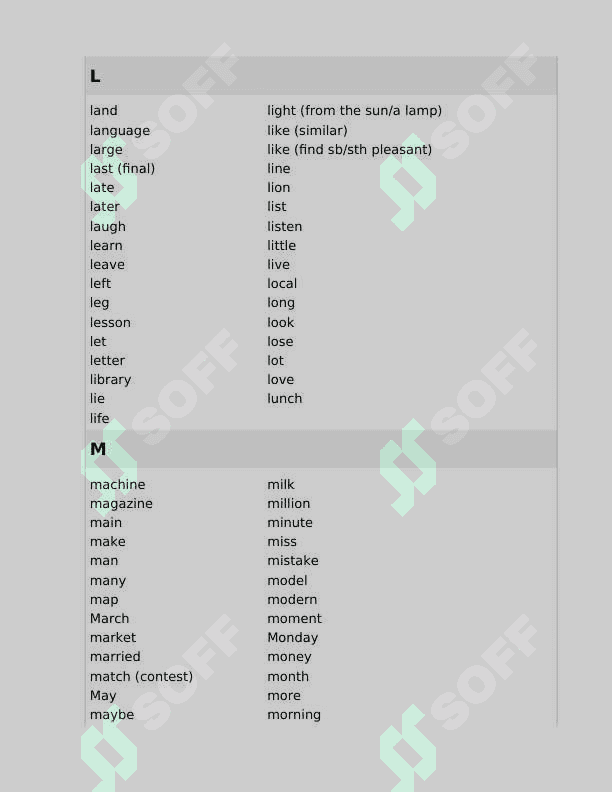 A1-A2 Level Word List 8