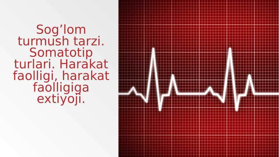 Sog’lom turmush tarzi. Somatotip turlari. Harakat faolligi, harakat faolligiga extiyoji
