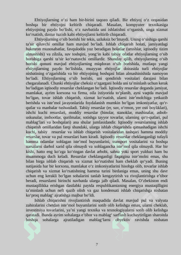 Ijtimoiy-iqtisodiy ehtiyojlarning mazmuni va ularning turkumlanishi 7