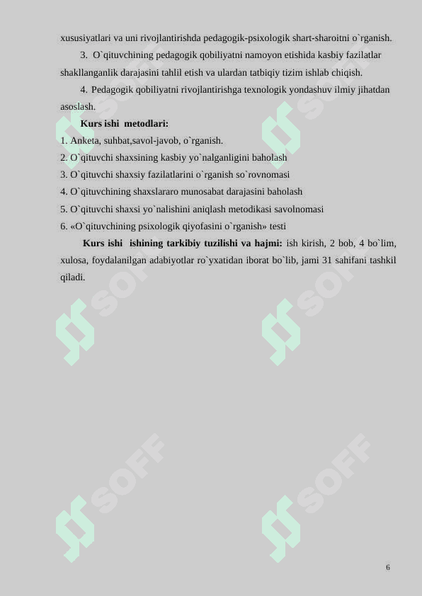 Pedagogik qobiliyatlarning o'qituvchi faoliyatidagi o'rni   KURS ISHI   tayyor 6