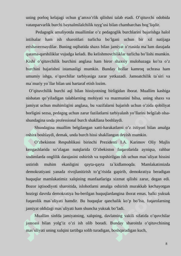 Pedagogik qobiliyatlarning o'qituvchi faoliyatidagi o'rni   KURS ISHI   tayyor 8