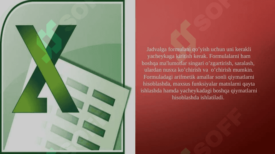 MS Excelda matematik amallar va funksiyalarni qo`llash 2