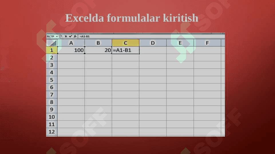 MS Excelda matematik amallar va funksiyalarni qo`llash 4