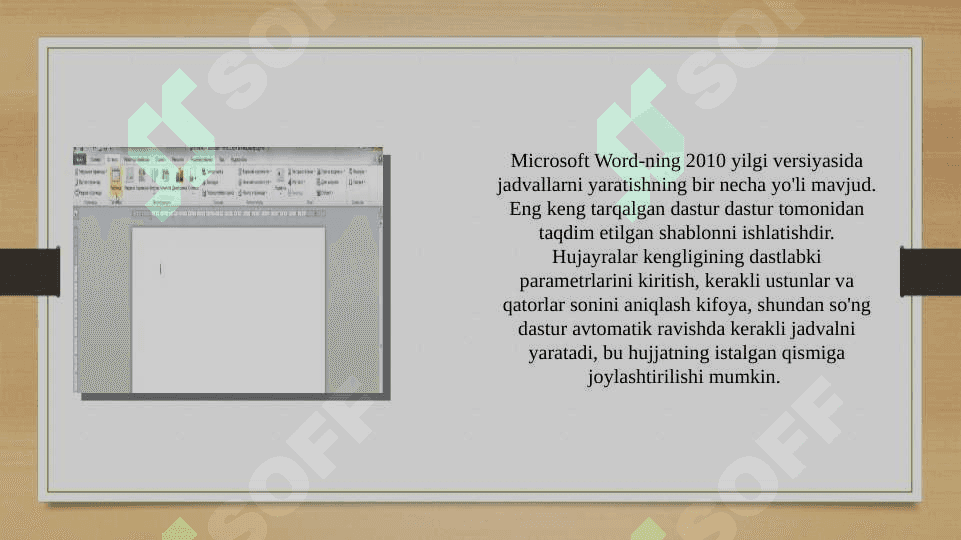 MS Wordda turli obektlar va jadvallar bilan ishlash 2