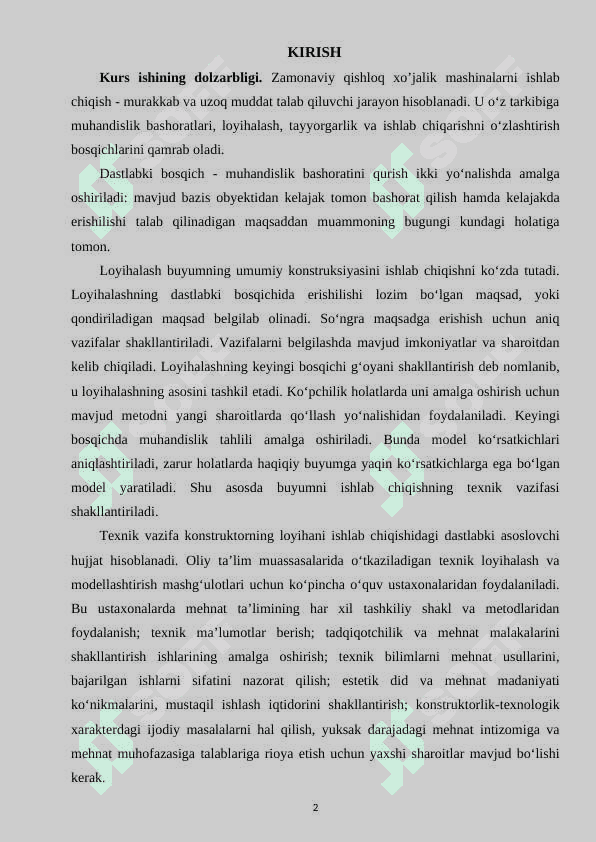 Qishloq xo`jalik texnikasi va qurollarini loyihalash va modellashtirishni o'rganish 2