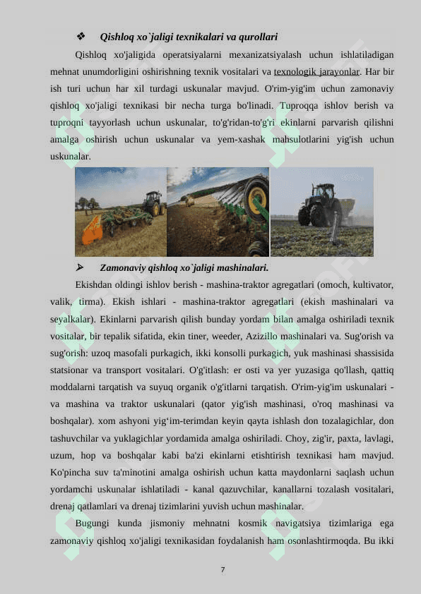 Qishloq xo`jalik texnikasi va qurollarini loyihalash va modellashtirishni o'rganish 7