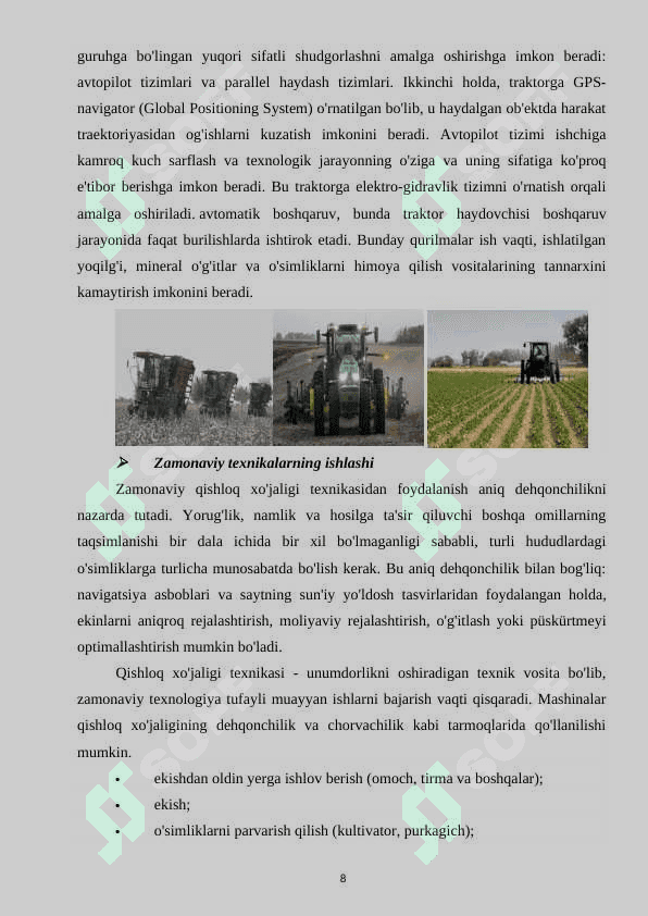 Qishloq xo`jalik texnikasi va qurollarini loyihalash va modellashtirishni o'rganish 8