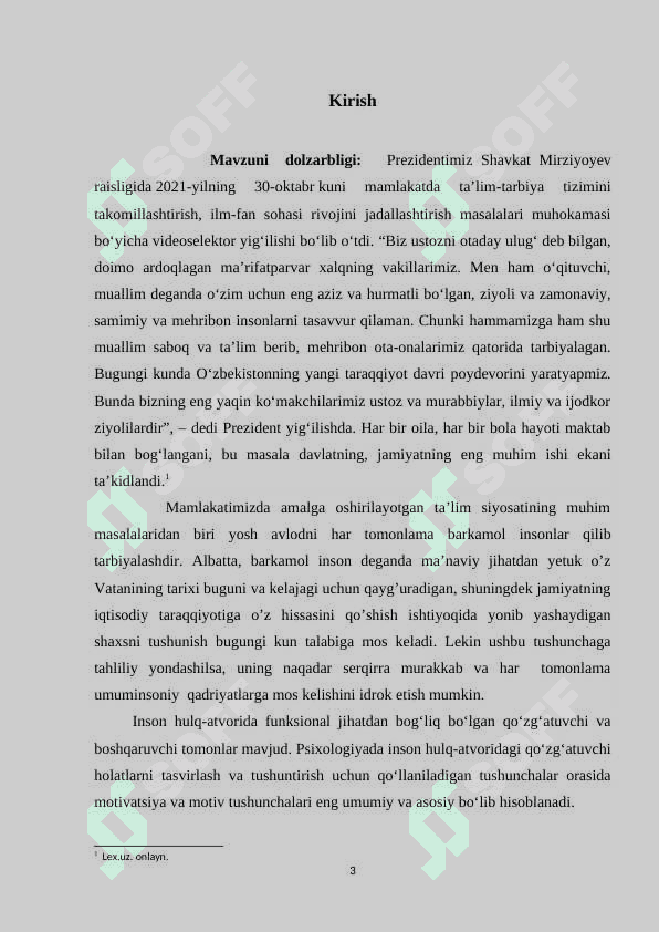 Shaxsning motivatsiya sohasi  - KURS ISHI 3