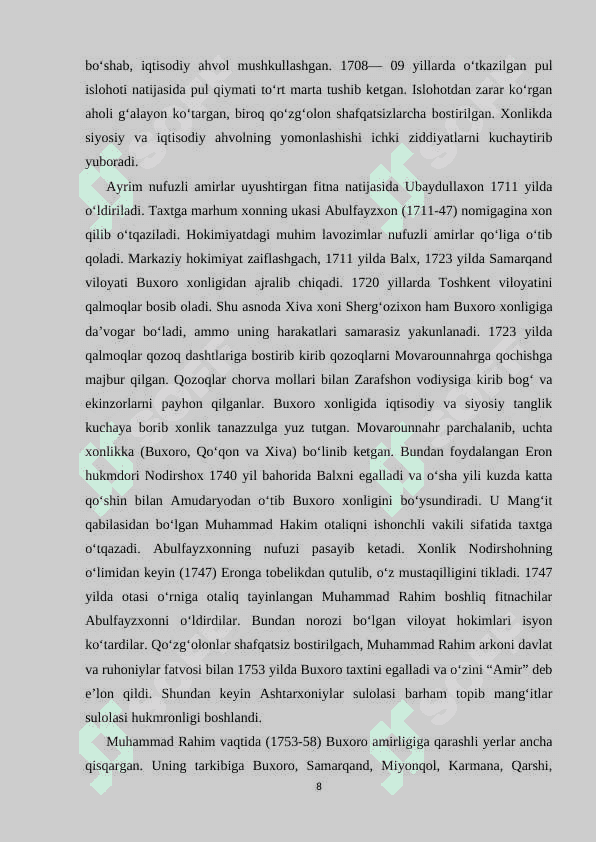 Buxoro amirligida saroy unvonlari va mansablari 8
