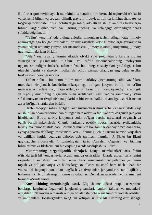 Tarix fanini o’qitishda ilg’or xorijiy tajribalar  KURS ISHI 4